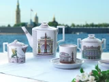 Сервиз чайный на 6 персон 21 предмет, форма Гербовая, рисунок Серебряный город, арт. 81.32583.00.1, Сервиз чайный на 6 персон 21 предмет, форма Гербовая, рисунок Серебряный город, арт. 81.32583.00.1,