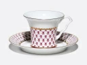 Чашка с блюдцем чайная 260 мл, форма Юлиана, рисунок Сетка-Блюз 2, арт. 81.10802.00.1, Чашка с блюдцем чайная 260 мл, форма Юлиана, рисунок Сетка-Блюз 2, арт. 81.10802.00.1,