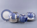 Сервиз чайный форма Тюльпан рисунок Кобальтовая клетка, 6 персон 20 предметов, арт. 81.15116.01.1, Сервиз чайный форма Тюльпан рисунок Кобальтовая клетка, 6 персон 20 предметов, арт. 81.15116.01.1,