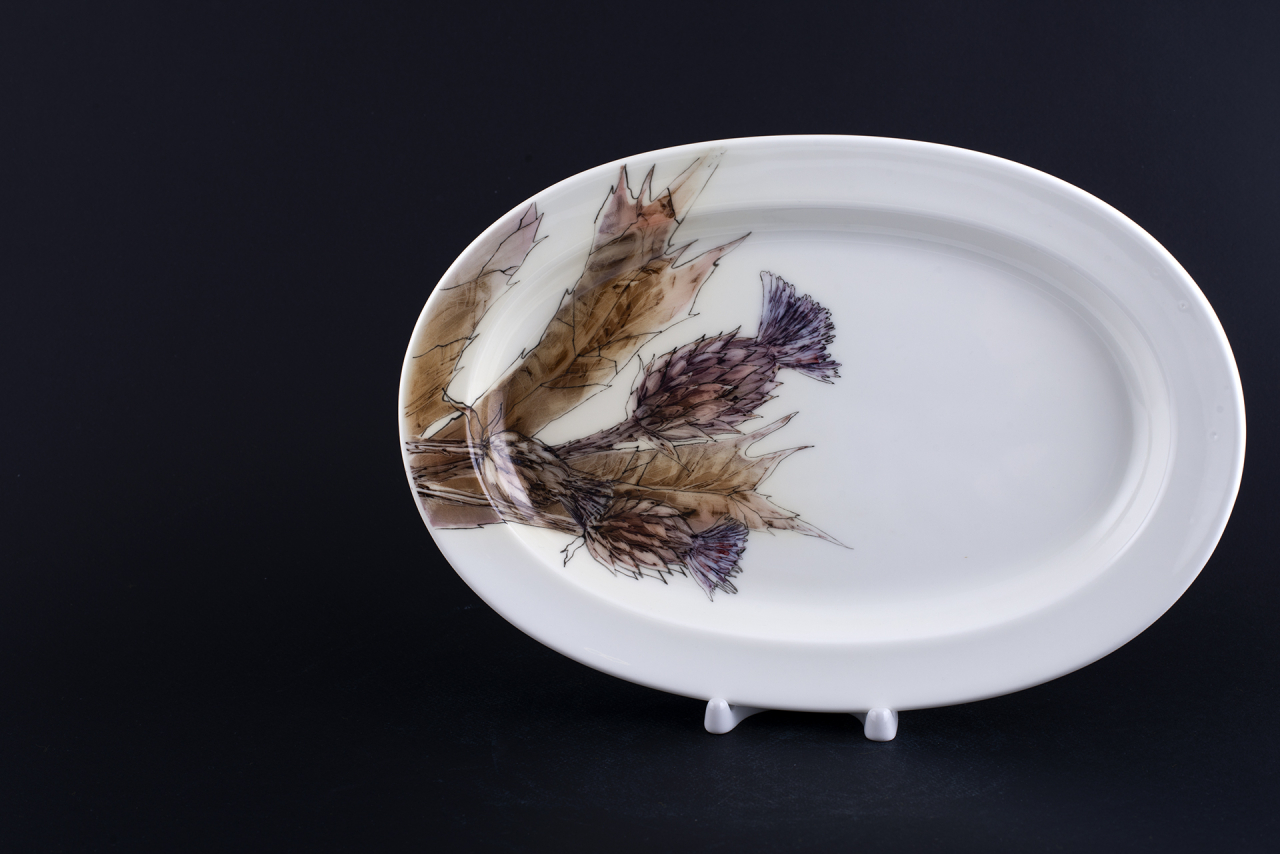 Блюдо овальное Татарник колючий на форме Молодежная арт 60.13546.00.1, 