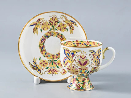 Чашка с блюдцем Классическая 2 Золотые бабочки арт. 81.10533.00.1