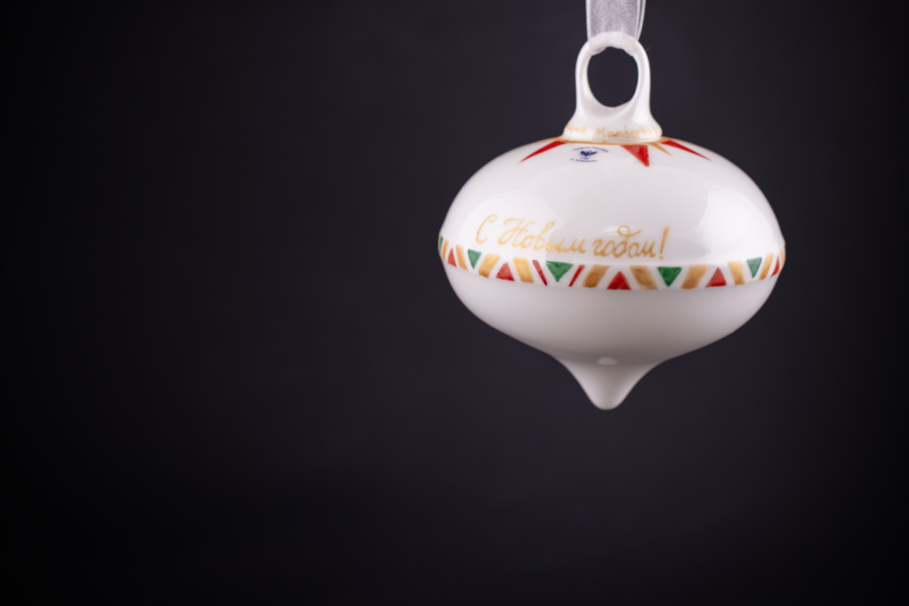 Елочная игрушка Луковица, рисунок Красный бант, арт 60.21180.00.1, 