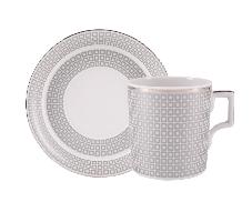 Чашка с блюдцем чайная форма Гербовая рисунок Зазеркалье. Квадраты ( мет.), арт. 81.27713.00.1