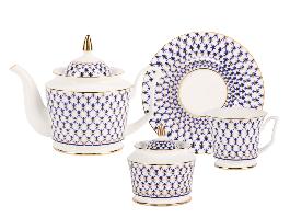 Сервиз чайный форма Юлия рисунок Кобальтовая сетка, 6 персон 14 предметов арт. 81.26236.00.1
