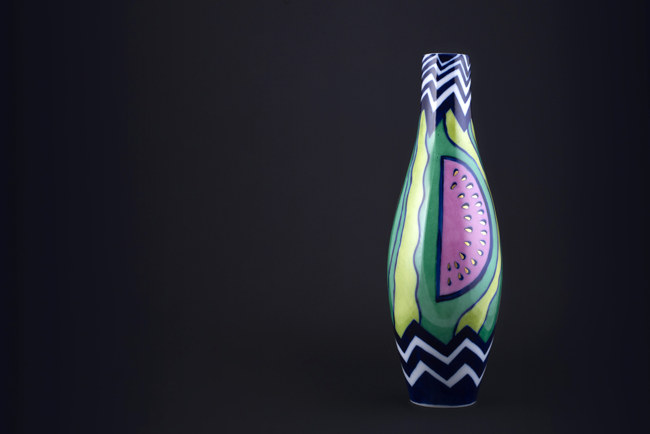 Ваза Арбузный зигзаг на форме Высокая арт 60.14698.00.1, 