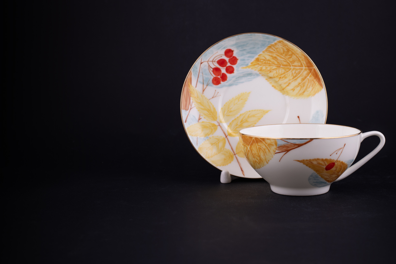 Чашка с блюдцем Золотое утро, на форме Купольная арт 61.21041.00.1, 