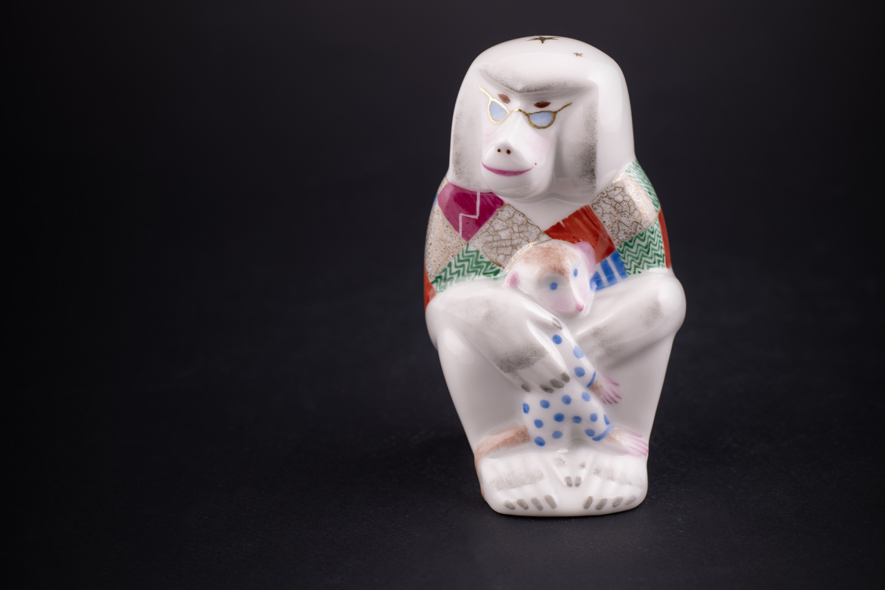 Скульптура Павиан с детенышем, рисунок Зимняя сказка, арт 62.09299.00.1, 