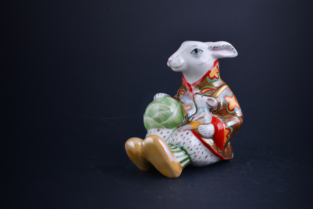 Скульптура Заяц с капустой, Зайчики. Капуста, арт 62.21239.00.1, 