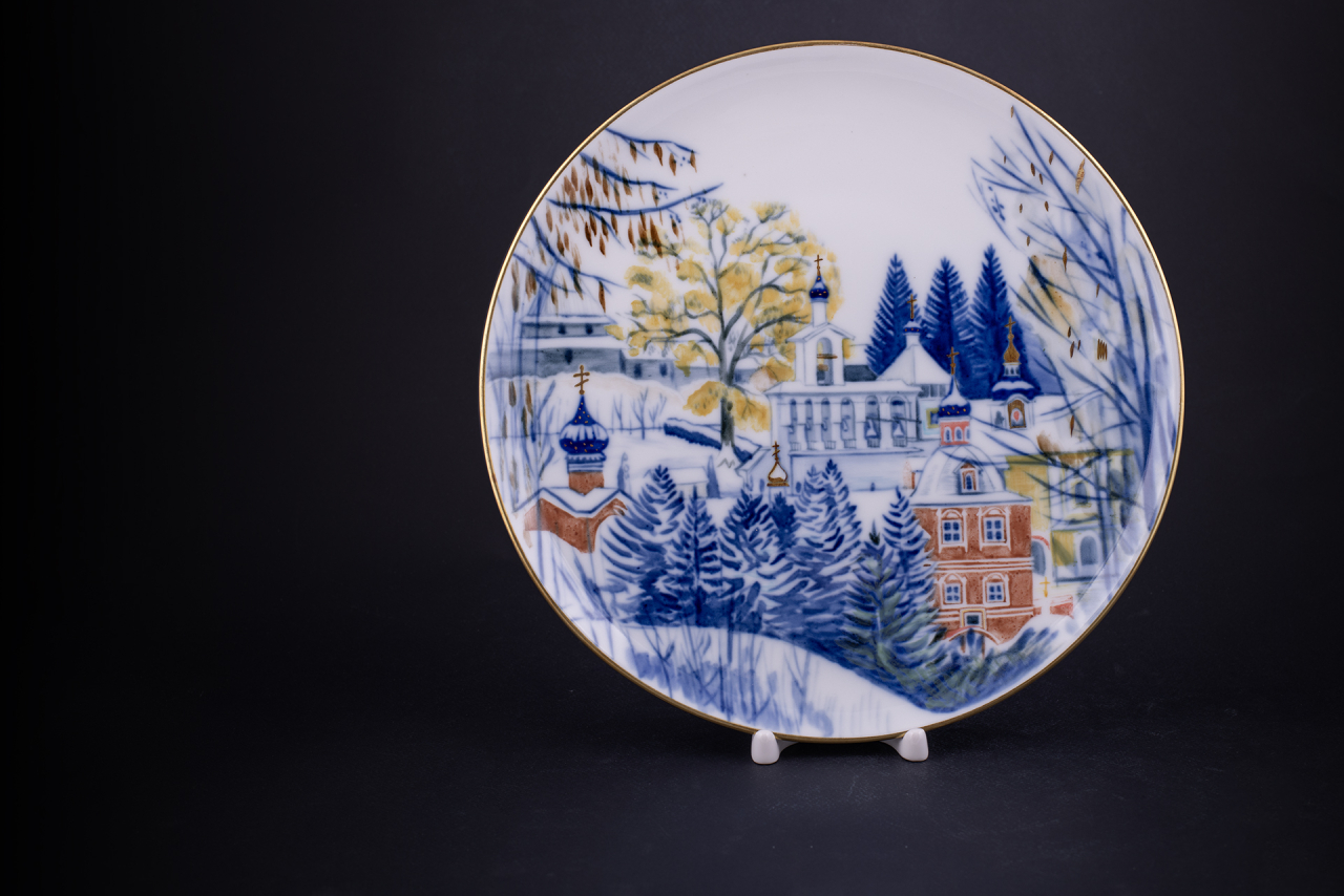 Декоративная тарелка 275 мм, Русский север.Псково-Печерский монастырь, форма Эллипс, арт 60.13859.00.1, 