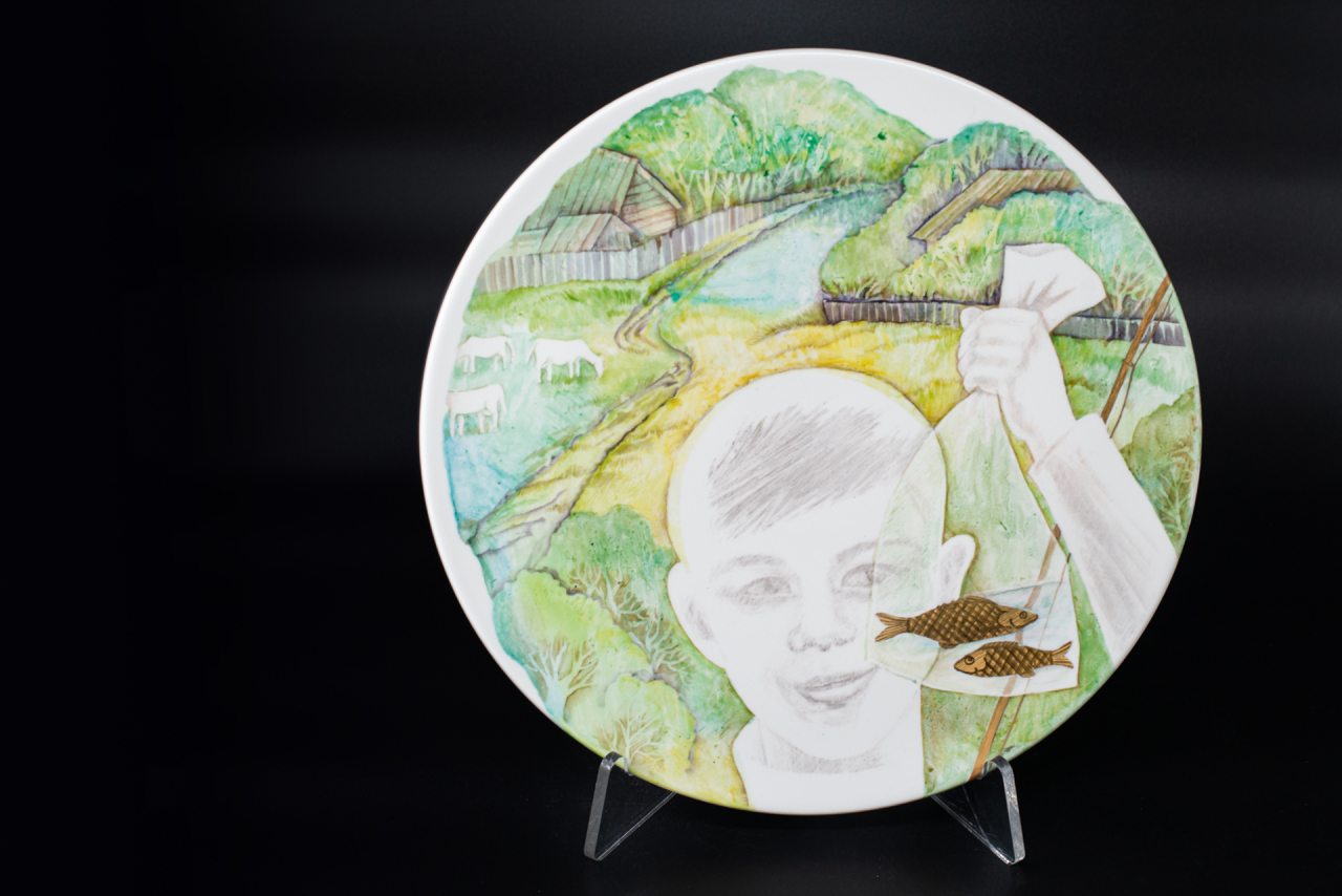 Блюдо декоративное 350 мм, форма Круглая, рисунок Радости лета. Хороший улов, арт 60.15438.00.1, 