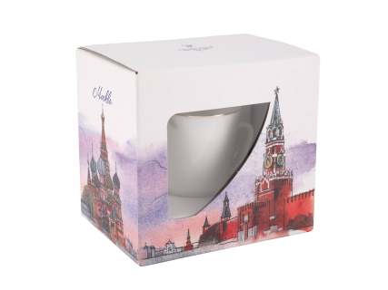 Подарочный набор Чашка с блюдцем 165 мл. форма Майская рисунок Золотой кантик упаковка подарочная Москва арт. 81.27592.00.1, 