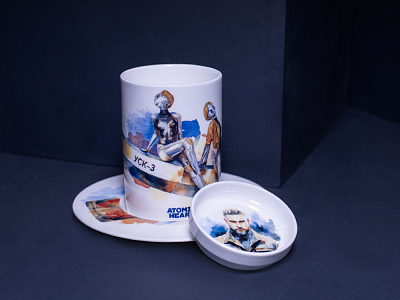 Бокал с блюдцем и крышкой 400мл в подарочной упаковке, форма Топ, рисунок Atomic Heart 2, арт 81.34449.00.1