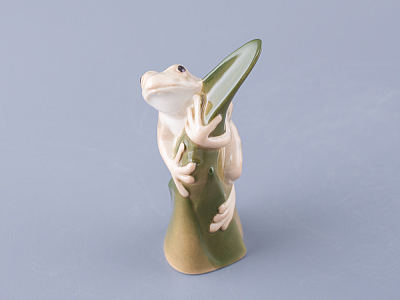 Скульптура Лягушка на листике мраморная арт. 82.63981.00.1