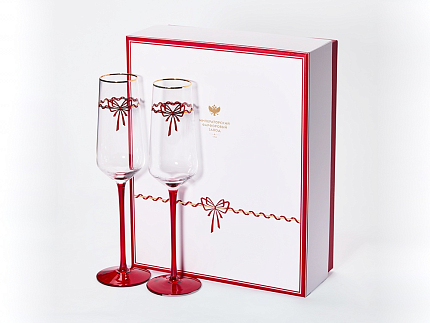 Набор из 2-х бокалов для шампанского 250 мл, в подарочной упаковке, рисунок Календа арт 14.11465.07