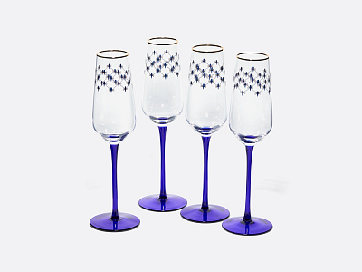 Набор (4 бокала для шампанского) 200 мл, Кобальтовая сетка арт. 14.11005.07