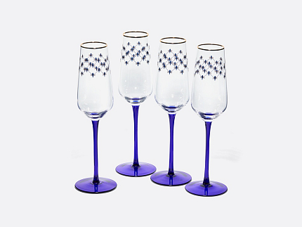Набор (4 бокала для шампанского) 200 мл, Кобальтовая сетка арт. 14.11005.07