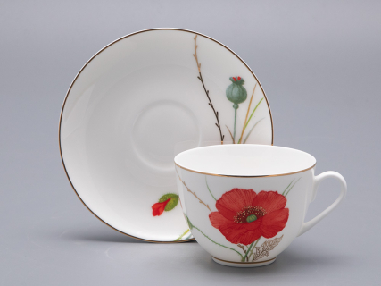 Сервиз чайный форма Весенняя 2 рисунок Маки на 6 персон 14 предметов, арт. 81.34140.00.1, 