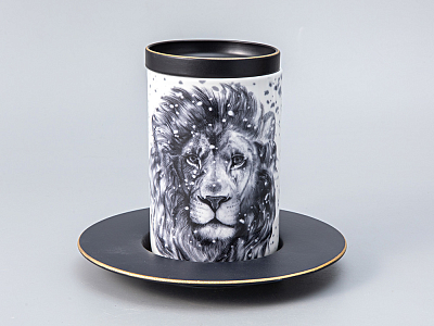 Бокал с блюдцем Тотем в подарочной упаковке, рисунок Лев арт. 81.28375.00.1