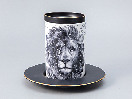 Бокал с блюдцем Тотем в подарочной упаковке, рисунок Лев арт. 81.28375.00.1