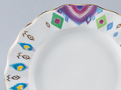 Тарелка мелкая 240 мм. форма Тюльпан рисунок Перо павлина, арт. 80.97650.00.1