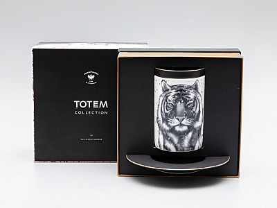 Бокал с блюдцем Тотем в подарочной упаковке, рисунок Тигр арт. 81.30082.00.1