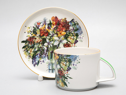Чашка с блюдцем чайная форма Баланс рисунок Весенний букет/Spring Bouquet, арт. 81.29923.00.1