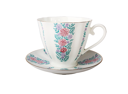 Чашка с блюдцем чайная 200 мл форма Гвоздика рисунок Маргаритки арт. 81.14018.00.1