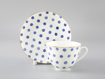 Чашка с блюдцем чайная форма Весенняя рисунок Polka dot арт. 81.28727.00.1, 