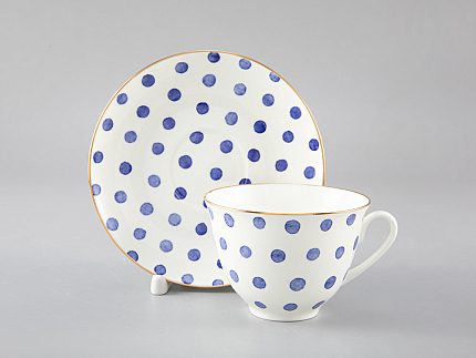 Чашка с блюдцем чайная форма Весенняя рисунок Polka dot арт. 81.28727.00.1