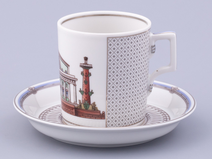 Чашка с блюдцем чайная, форма Гербовая, рисунок Серебряный город 3, арт. 81.32586.00.1, 