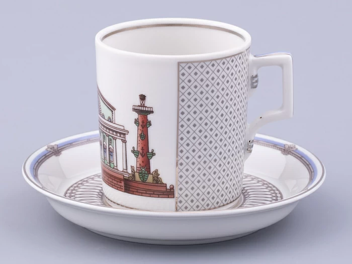 Чашка с блюдцем чайная, форма Гербовая, рисунок Серебряный город 3, арт. 81.32586.00.1, 