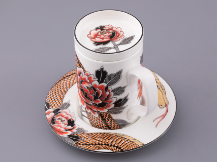 Бокал с блюдцем и крышкой в подарочной упаковке, форма top, рисунок Tattoo SERPENTA (Татуировка Змея) (Татуировка Змея), арт. 81.32804.00.1, 