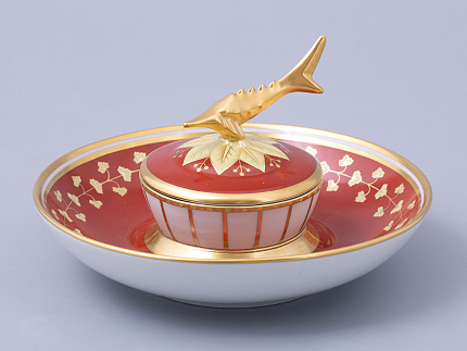 Икорница форма Каспийская, рисунок Гурьевский сервиз, арт. 80.43396.00.1