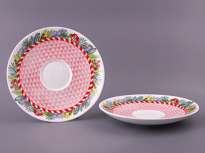 Набор бокалов с блюдцем 2шт форма Весна, рисунок Зимняя история (розовый) арт. 81.11374.00.1