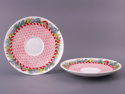 Набор бокалов с блюдцем 2шт форма Весна, рисунок Зимняя история (розовый) арт. 81.11374.00.1, 