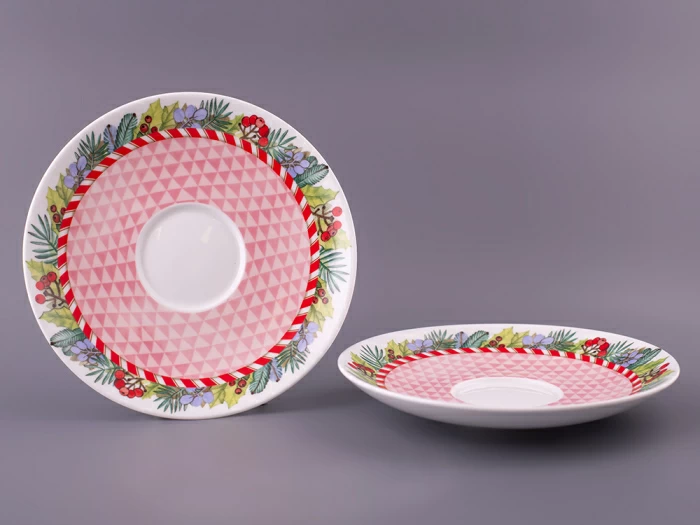 Набор бокалов с блюдцем 2шт форма Весна, рисунок Зимняя история (розовый) арт. 81.11374.00.1, 