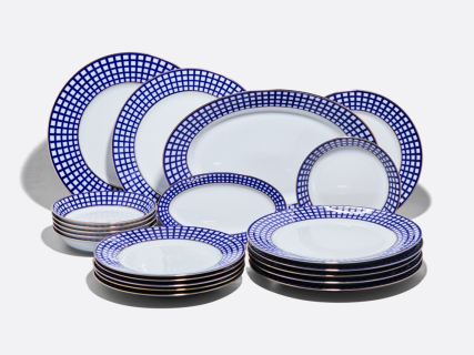Сервиз столовый на 6 персон 21 предмет, форма Европейская, рисунок Кобальтовая клетка, арт. 81.11329.00.1, 