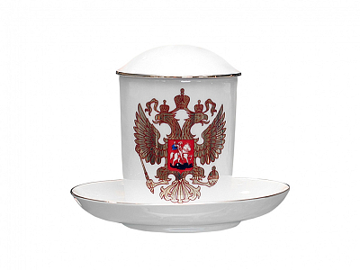 Бокал с блюдцем и с крышкой 380 мл форма Снежное утро рисунок Двуглавый орел арт. 81.15546.00.1