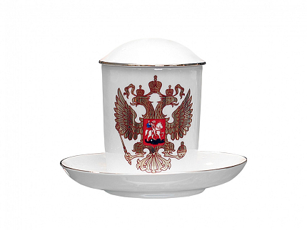 Бокал с блюдцем и с крышкой 380 мл форма Снежное утро рисунок Двуглавый орел арт. 81.15546.00.1