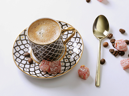 Чашка с блюдцем кофейная 115 мл., форма Идиллия, рисунок Неро 2, арт. 81.32142.00.1