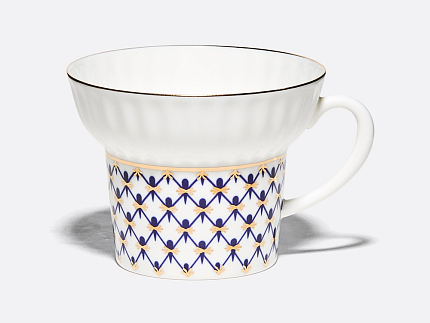 Чашка с блюдцем кофейная 155 мл.,  форма Волна, рисунок Кобальтовая сетка арт. 81.14575.00.1