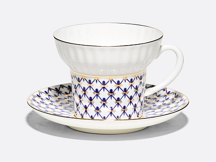 Чашка с блюдцем кофейная 155 мл.,  форма Волна, рисунок Кобальтовая сетка арт. 81.14575.00.1
