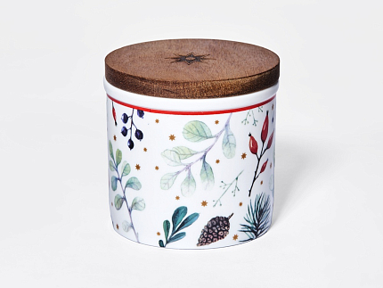 Набор банок 80 мм с деревянной крышкой (3 предмета), в подарочной упаковке, форма Стандартная, рисунок Календа, арт 42.00071.00.1
