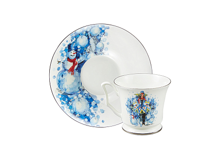 Чашка с блюдцем кофейная 115 мл., форма Юлия,  рисунок Зима/Winter, арт. 81.29109.00.1