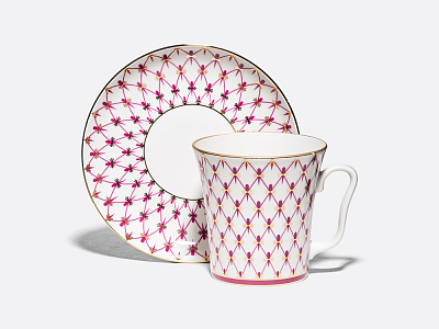 Бокал с блюдцем форма Ленинградский рисунок Сетка-Блюз 2 арт. 81.24769.00.1