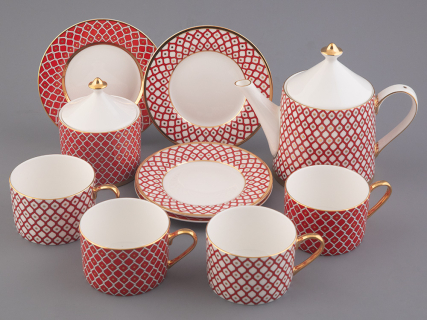 Сервиз чайный форма Идиллия рисунок Скарлетт, 4 персоны 10 предметов, арт. 81.27756.00.1, 