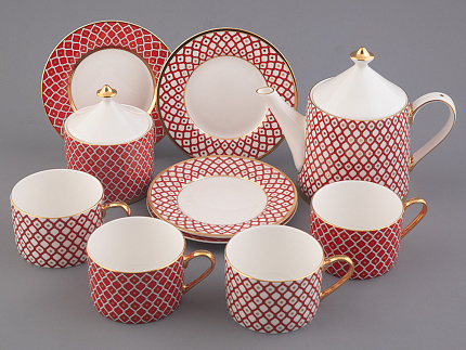 Сервиз чайный форма Идиллия рисунок Скарлетт, 4 персоны 10 предметов, арт. 81.27756.00.1