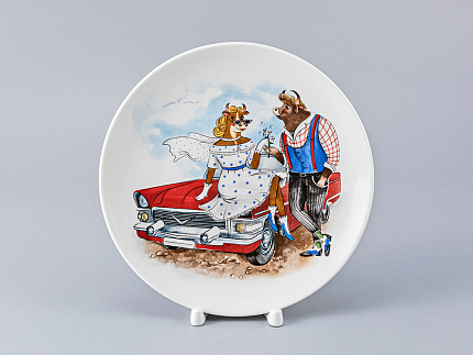 Тарелка декоративная 195 форма Эллипс рисунок Быки-стиляги"Романтик", арт. 80.35704.00.1