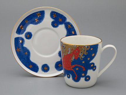 Чашка с блюдцем чайная, форма Колокол рисунок Год лошади, арт. 81.33964.00.1