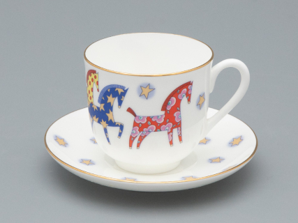 Чашка с блюдцем 180 мл.,  форма Ландыш рисунок Год лошади, арт. 81.33974.00.1, 